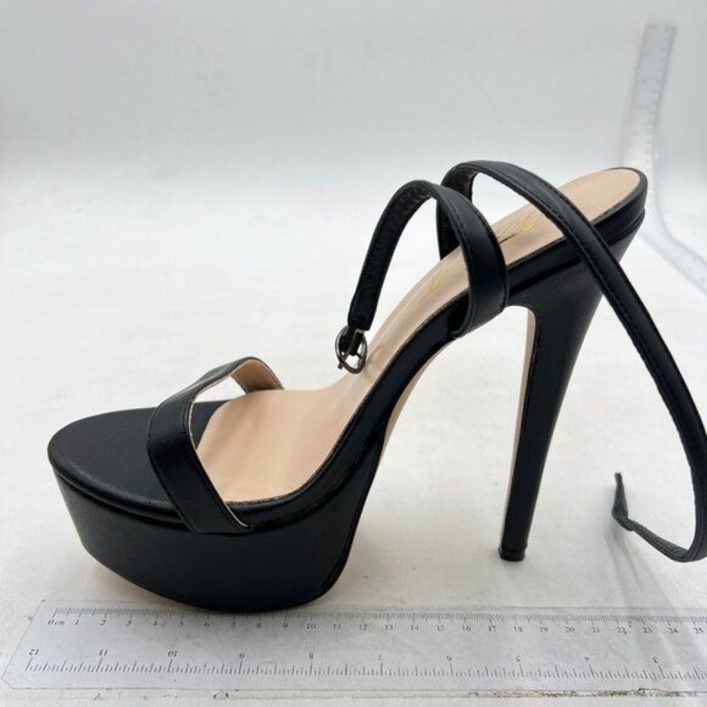 Fowt Womens Open Toe Platform Stiletto Heel Ankle Strap High Heeled Sandal Black